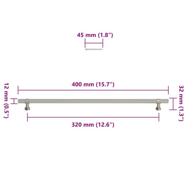 Дръжки за шкафове, 5 бр, сребристи, 320 мм, неръждаема стомана