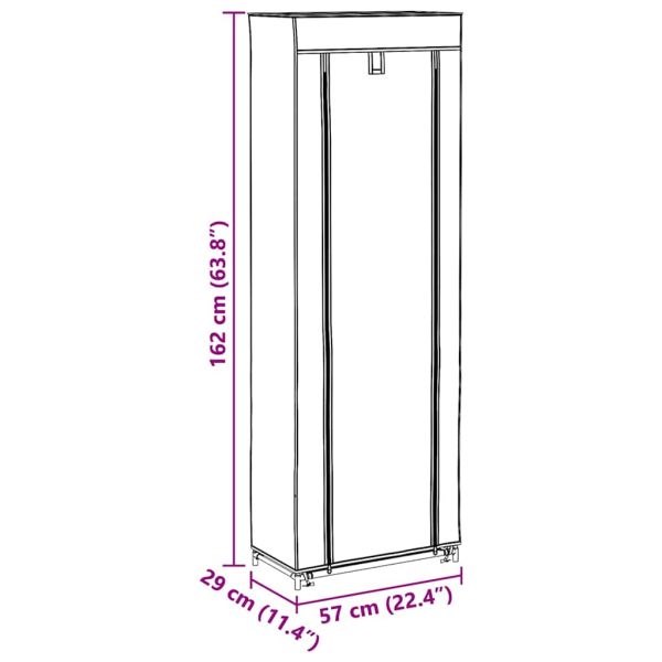 Платнен шкаф за обувки с покривало 57 х 29 х 162 см, кафяв