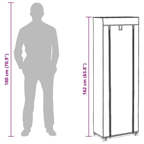 Платнен шкаф за обувки с покривало 57 х 29 х 162 см, кафяв