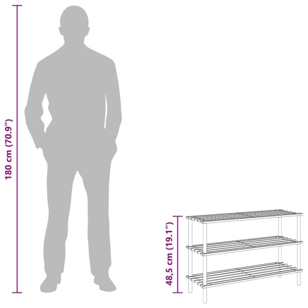 3-етажни рафтове за обувки 2 бр масивна ела