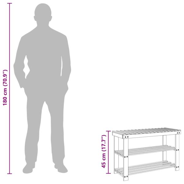 2-в-1 етажерка за обувки с пейка, ела масив
