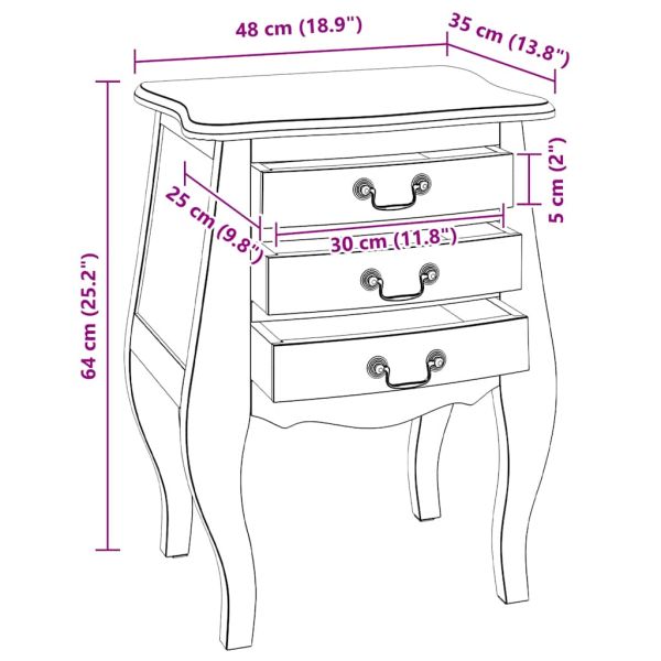 Нощно шкафче, махагоново дърво масив, 48x35x64 см