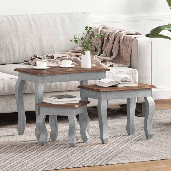 Комплект 3 стифиращи масички, махагоново дърво масив