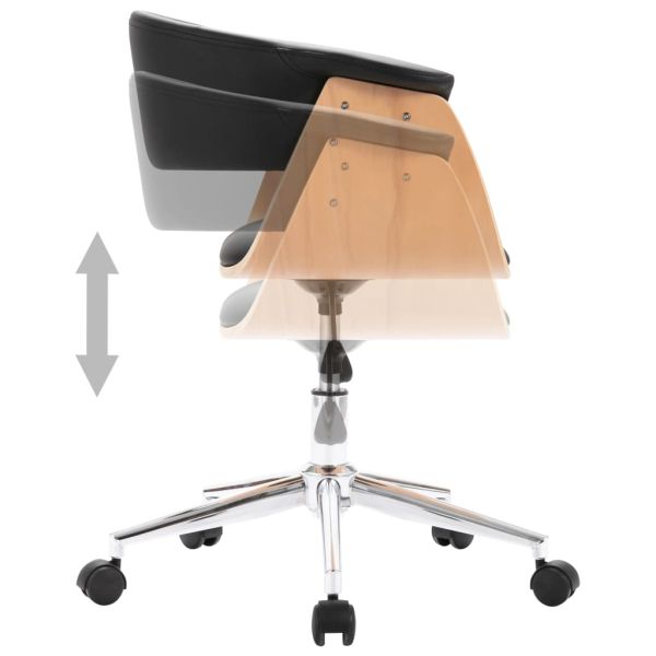 Въртящи се трапезни столове, 4 бр, черни, изкуствена кожа