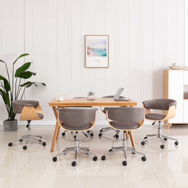 Въртящи се трапезни столове, 6 бр, таупе, текстил