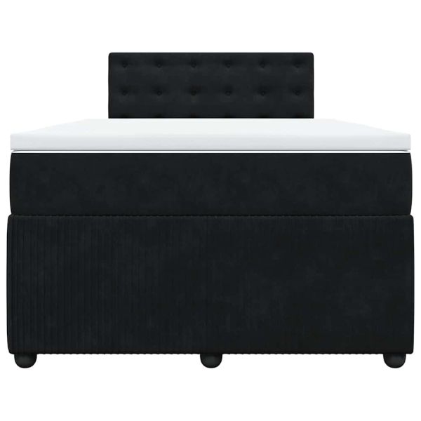 Боксспринг легло с матрак, черно, 120x200 см, кадифе