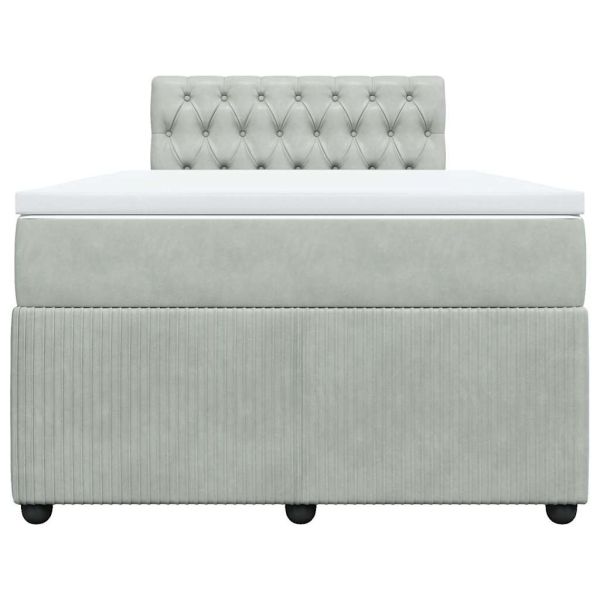 Боксспринг легло с матрак, светлосиво, 120x200 см, кадифе