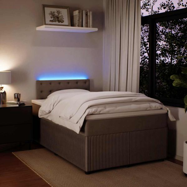 Боксспринг легло с матрак, светлосиво, 120x200 см, кадифе