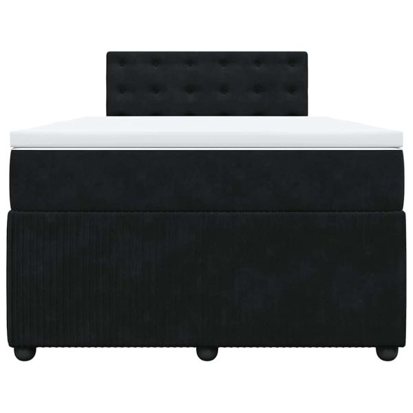 Боксспринг легло с матрак, черно, 120x200 см, кадифе