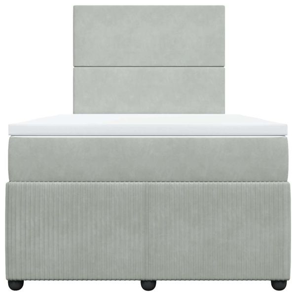 Боксспринг легло с матрак, светлосиво, 120x200 см, кадифе