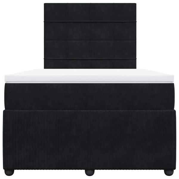 Боксспринг легло с матрак, черно, 120x200 см, кадифе