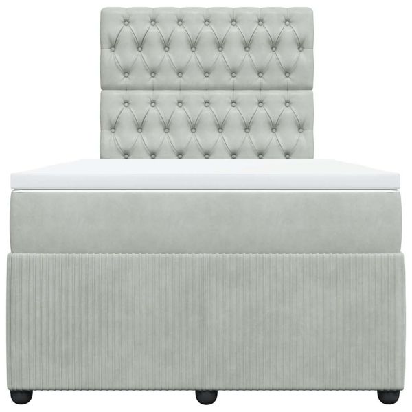 Боксспринг легло с матрак, светлосиво, 120x200 см, кадифе