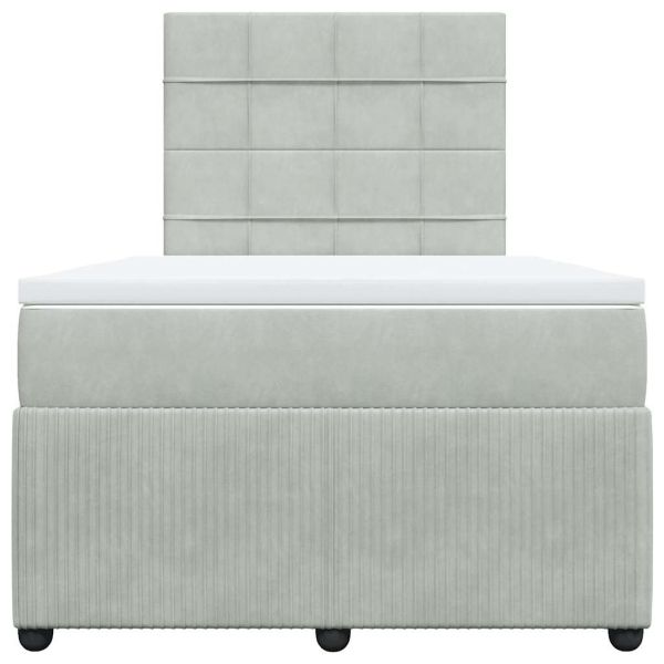 Боксспринг легло с матрак, светлосиво, 120x200 см, кадифе