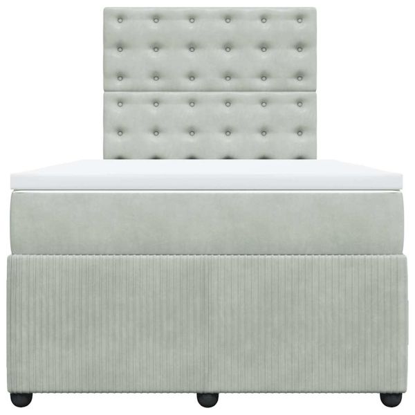 Боксспринг легло с матрак, светлосиво, 120x200 см, кадифе