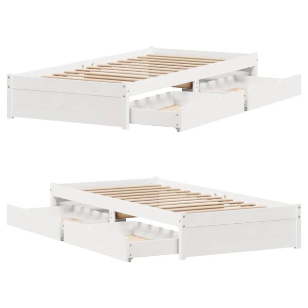 Рамка за легло без матрак, бял, 90x200 см, бор масив