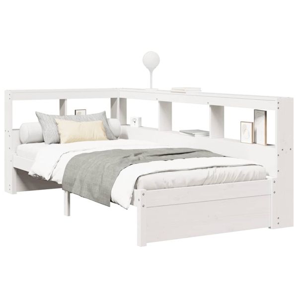 Легло с етажерка за книги, без матрак, 90x200 см, бор масив