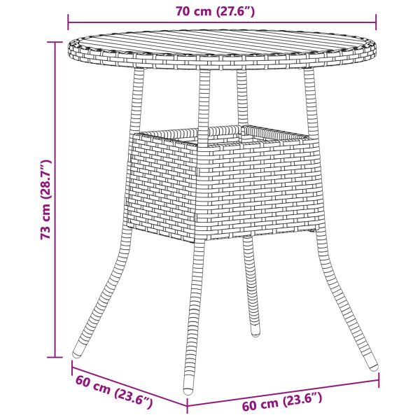 Маса за вечеря със съхранение Сиво и акация 70 x 70 x 73 cm