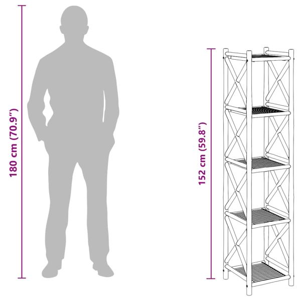 5-етажна квадратна бамбукова етажерка