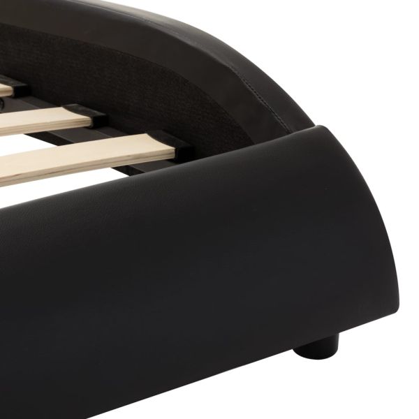 Рамка за легло, черно и бяло, изкуствена кожа, 180x200 cм