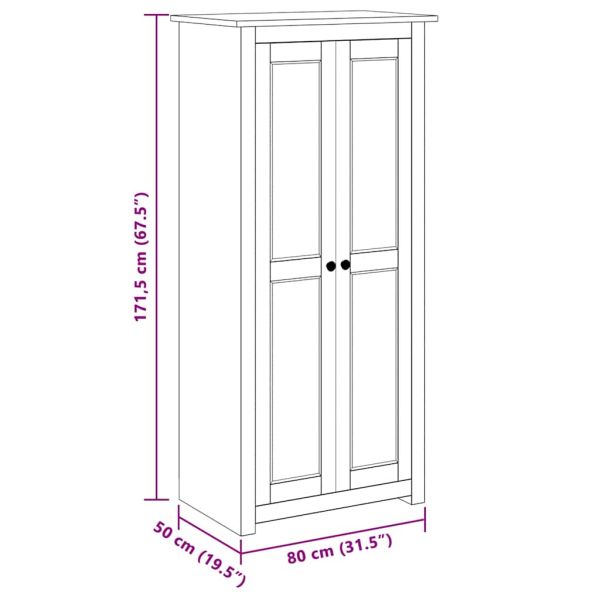 Гардероб, сив, 80x50x171,5 см, бор масив, стил Панама