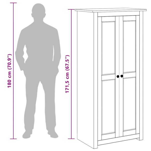 Гардероб, сив, 80x50x171,5 см, бор масив, стил Панама