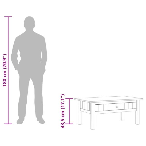 Кафе маса, сива, 100x60x43,5 см, бор масив, Panama Range