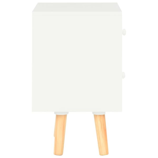 Нощни шкафчета, 2 бр, бели, 40x30x50 см, бор масив