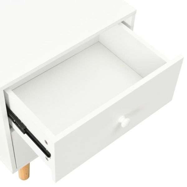 Нощни шкафчета, 2 бр, бели, 40x30x50 см, бор масив