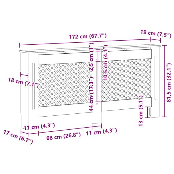 Параван за радиатор, антрацит, 172x19x81,5 см, МДФ