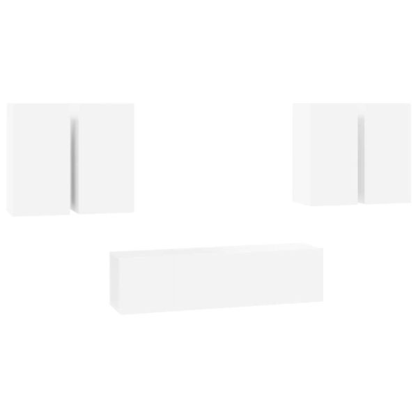 Комплект ТВ шкафове от 6 части, бял, инженерно дърво