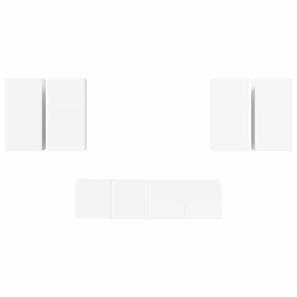 Комплект ТВ шкафове от 6 части, бял, инженерно дърво