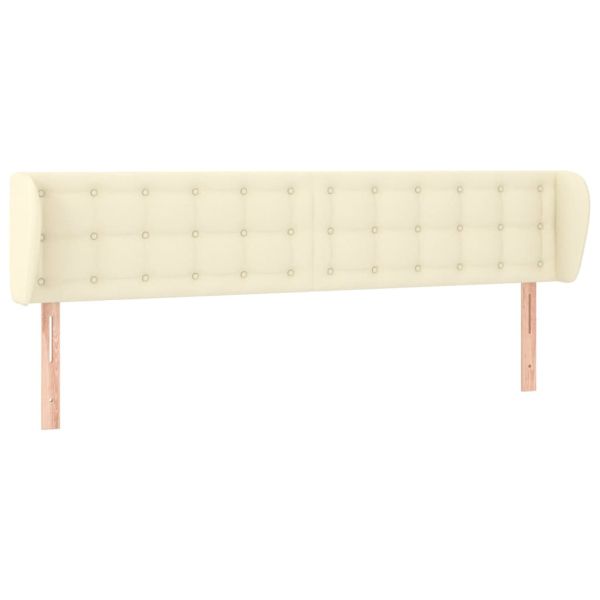 Горна табла с уши, кремава, 163x23x78/88 см, изкуствена кожа