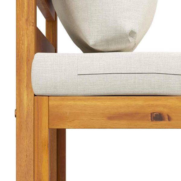 Градински комплект с кремави възглавници, 3 части, акация масив