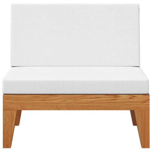 Модулен среден диван с кремавобели възглавници, акация масив