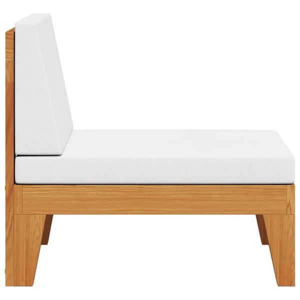 Модулен среден диван с кремавобели възглавници, акация масив