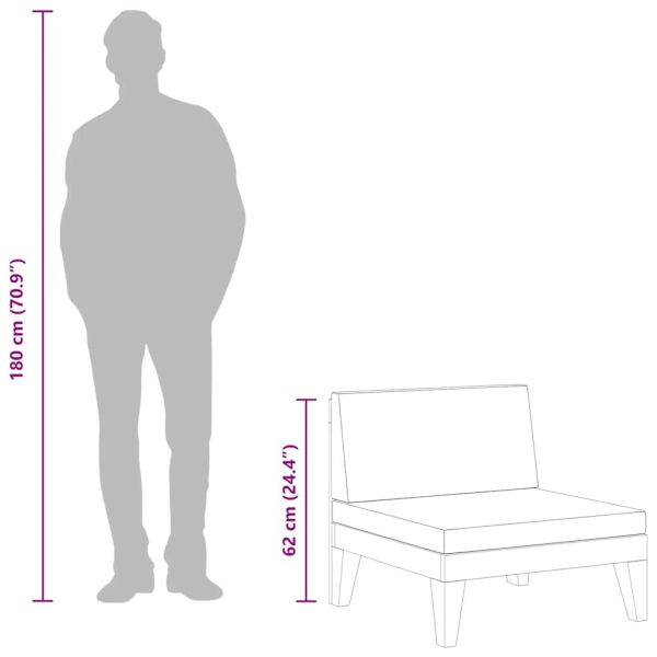 Модулен среден диван с кремавобели възглавници, акация масив