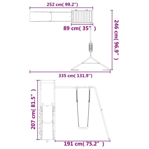 Комбинирано детско съоръжение за игра на открито, бор масив