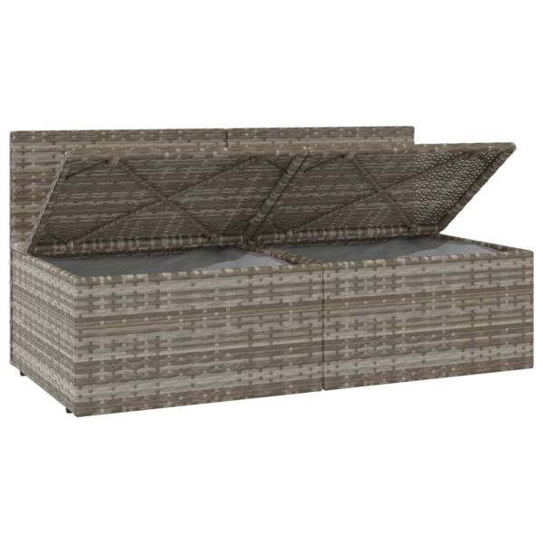 2-местен градински диван с възглавници, сив, полиратан