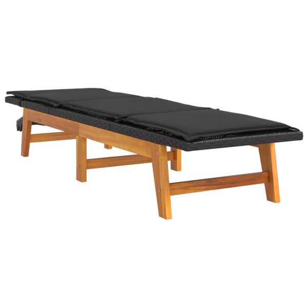 Шезлонг с масичка, полиратан и акациева дървесина масив