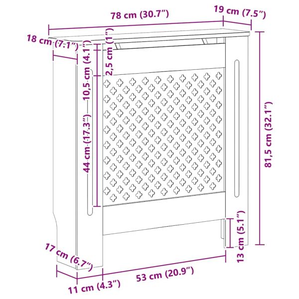 МДФ параван за радиатор, черен, 78 см