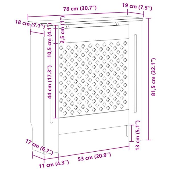 МДФ параван за радиатор, сив, 78 см