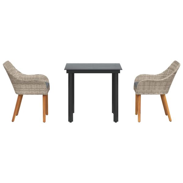 Комплект за хранене в градината 3 pcs Светлосиво полиратан