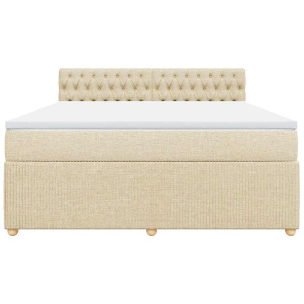 Боксспринг легло с матрак, кремава, 180x200 см, плат