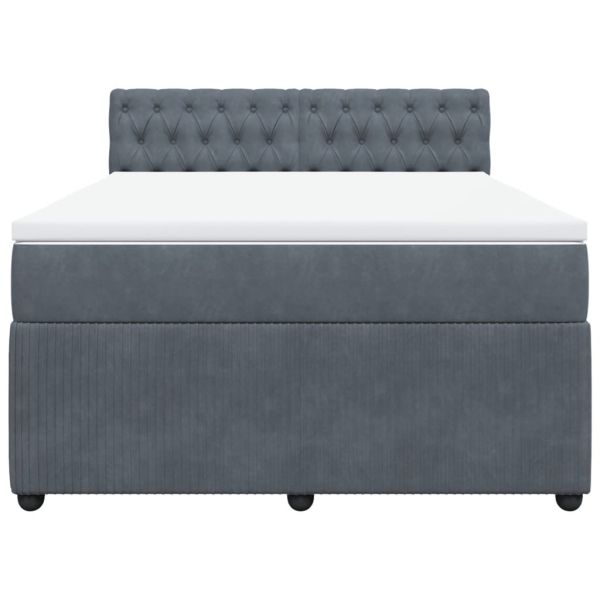 Боксспринг легло с матрак, тъмносиво, 140x200 см, кадифе