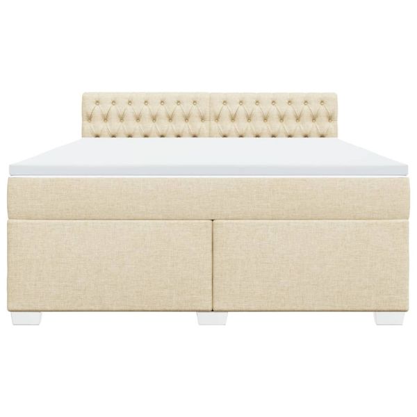 Боксспринг легло с матрак, кремава, 180x200 см, плат