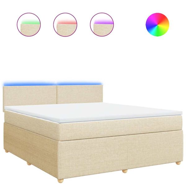 Боксспринг легло с матрак, кремава, 180x200 см, плат