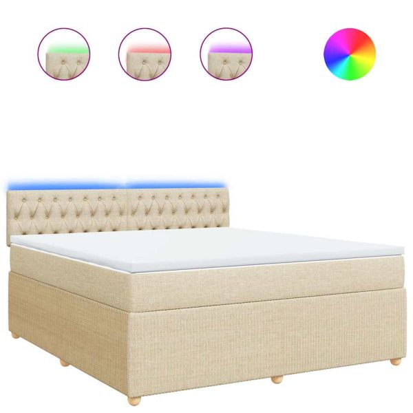 Боксспринг легло с матрак, кремава, 180x200 см, плат