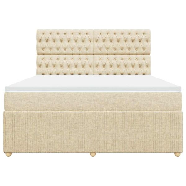 Боксспринг легло с матрак, кремава, 180x200 см, плат