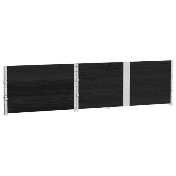 Палетни страници черно 3 бр 150x100 см, борова дървесина масив