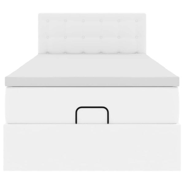 Османска легло с матрак, бяло, 90x190 см, изкуствена кожа